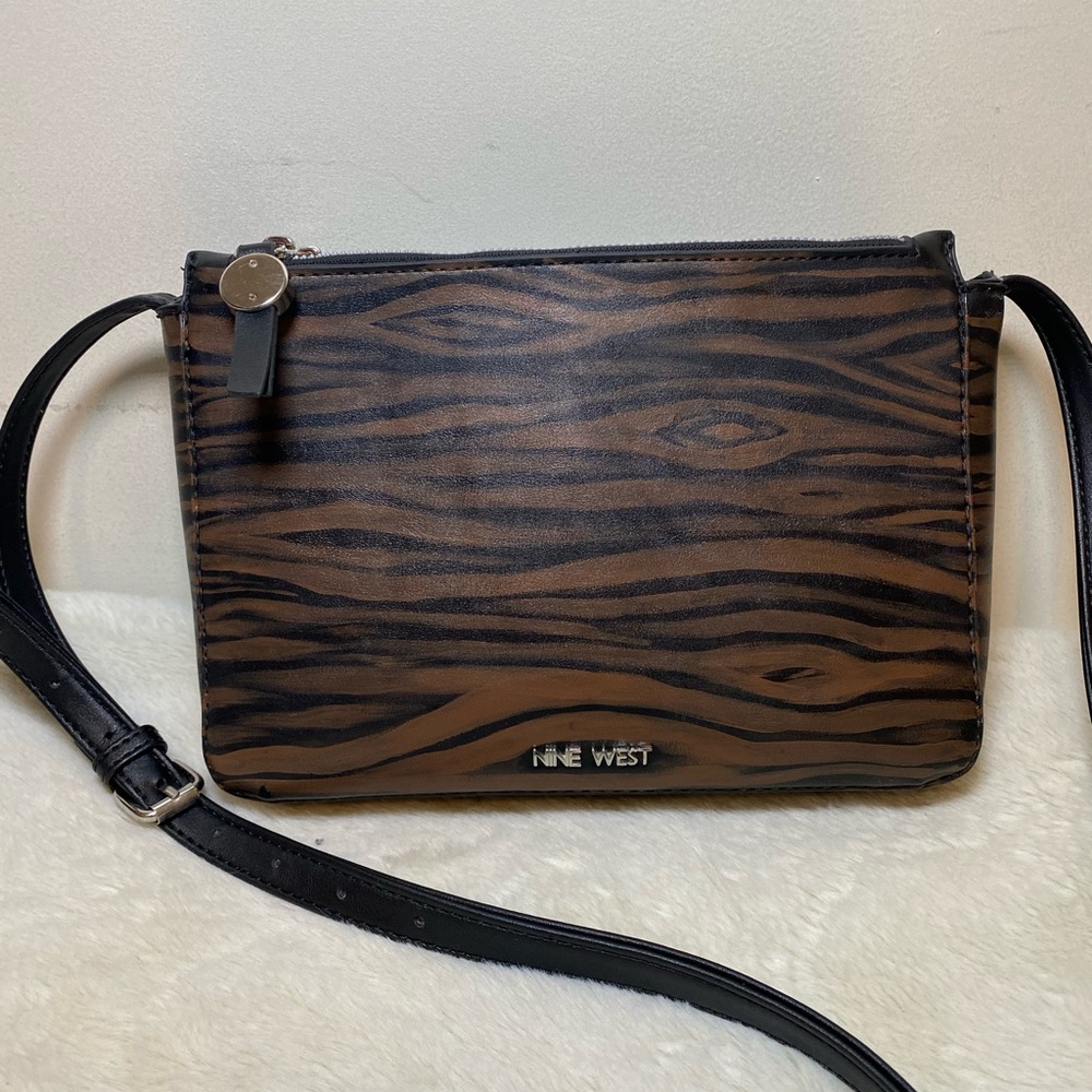 Hand-Painted Dark Chocolate Walnut Bag Wood-Grain Collection Crossbody VGUC